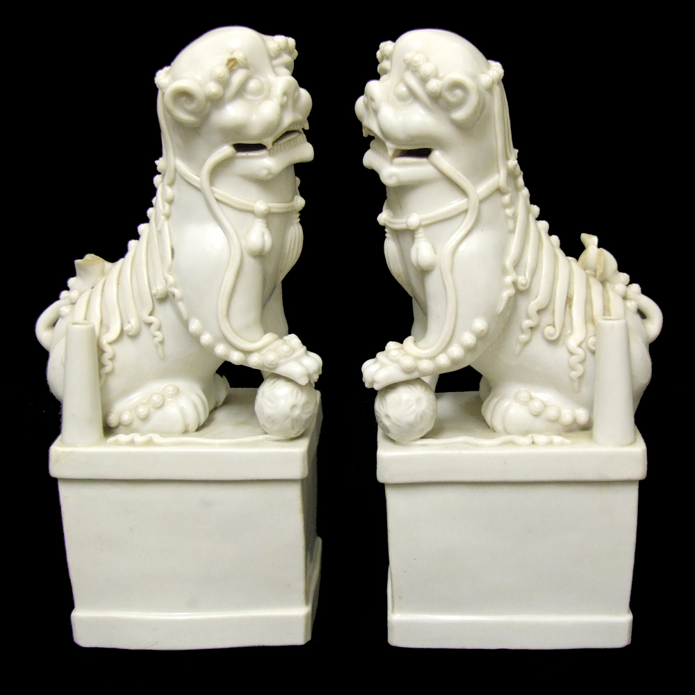  Blanc de Chine Porcelain `Dogs of Fu`
