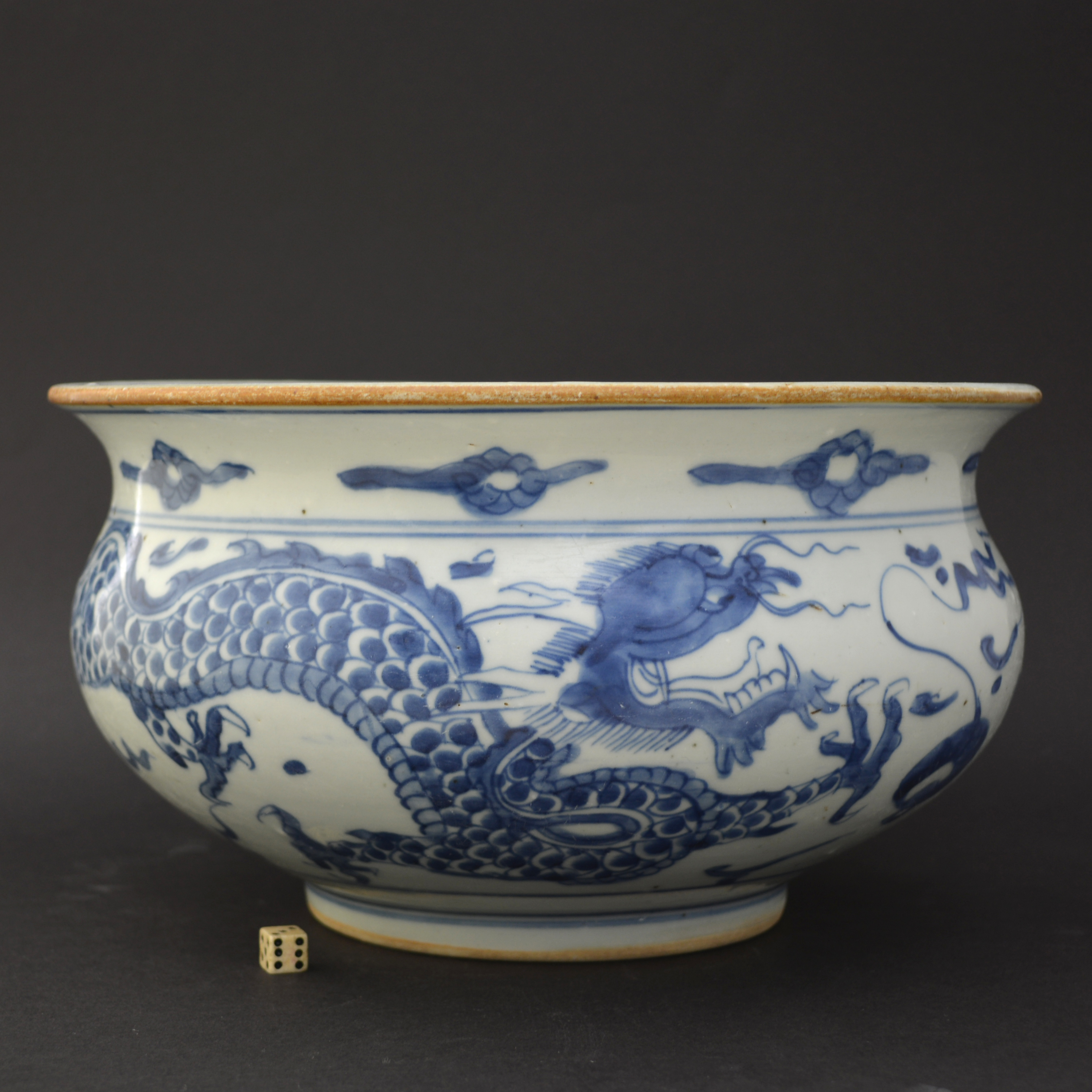 A Kangxi or Yongzheng Blue and White Porcelain Censer c.1700