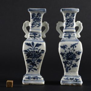 A Pair of Interregnum Ming Blue and White Porcelain Vases, Mid-15th Century - Robert McPherson Antiques - 25994