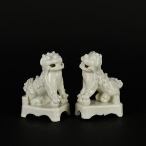 A Pair of 17th Century Blanc de Chine Dogs of Fu - Robert McPherson Antiques - 25573