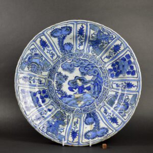 A Massive 17th Century Safavid Kraak Ware Style Dish, Safavid Dynasty c.1620 – 1650. Robert McPherson Antiques. Sold Archive.