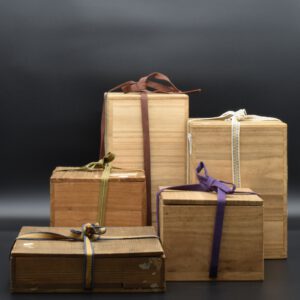Ceramics in Japanese Tomobako Boxes.