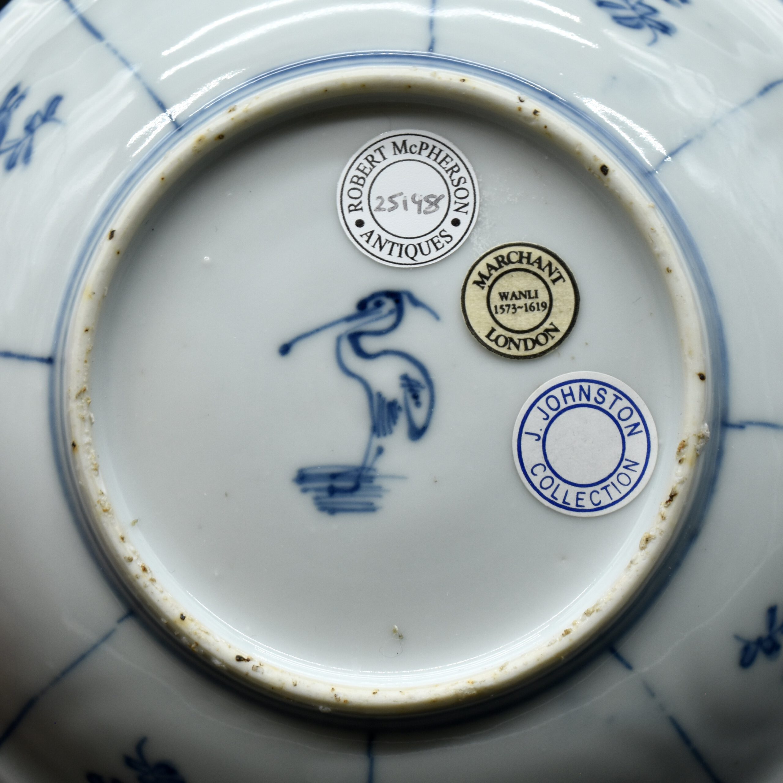 A Very Rare Egret Marked Small Ming Kraak Ware Saucer Shaped Dish c.1590s.