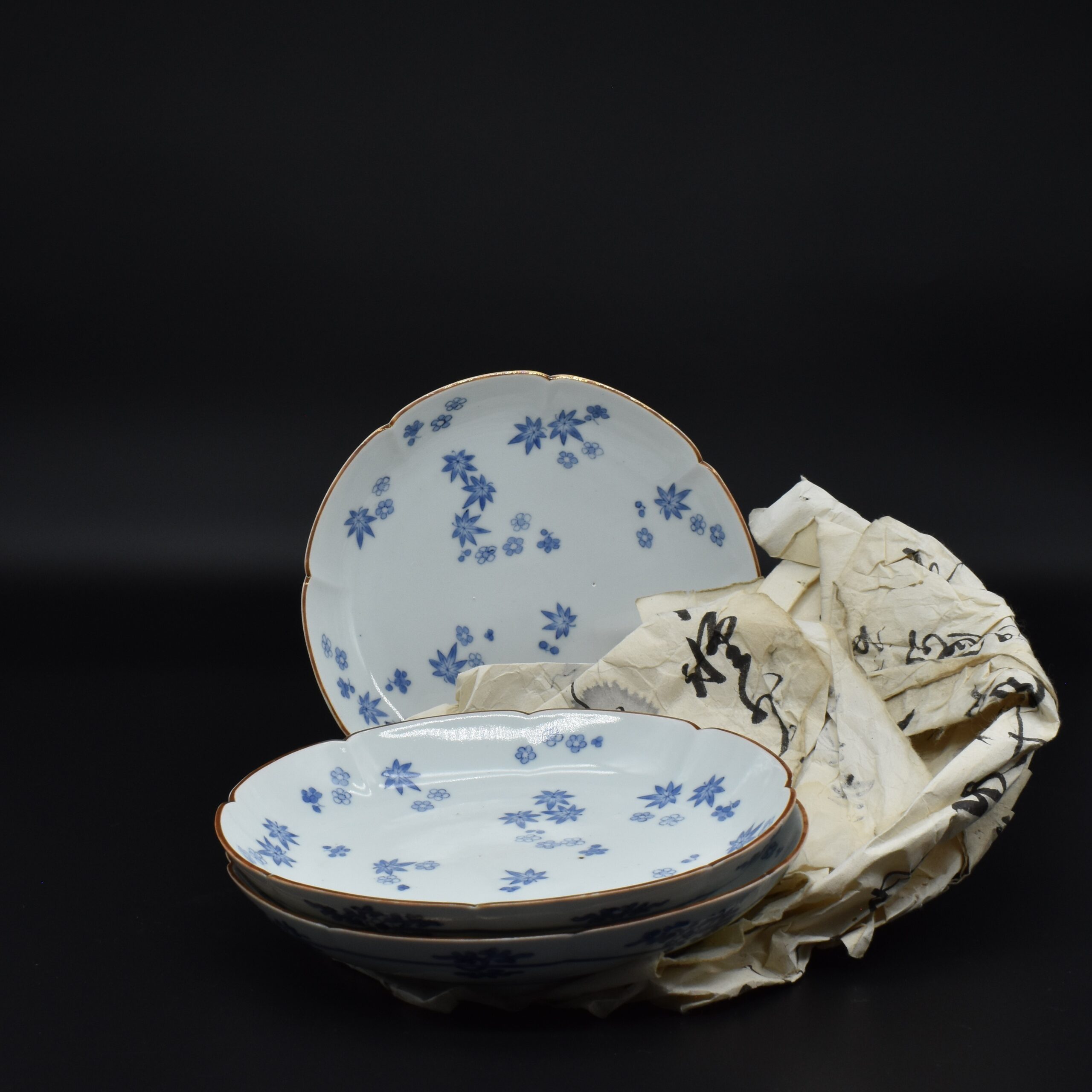 Three dishes sold individually - Three 17th Century Japanese Blue and White Kakiemon Dishes - Robert McPherson Antiques.