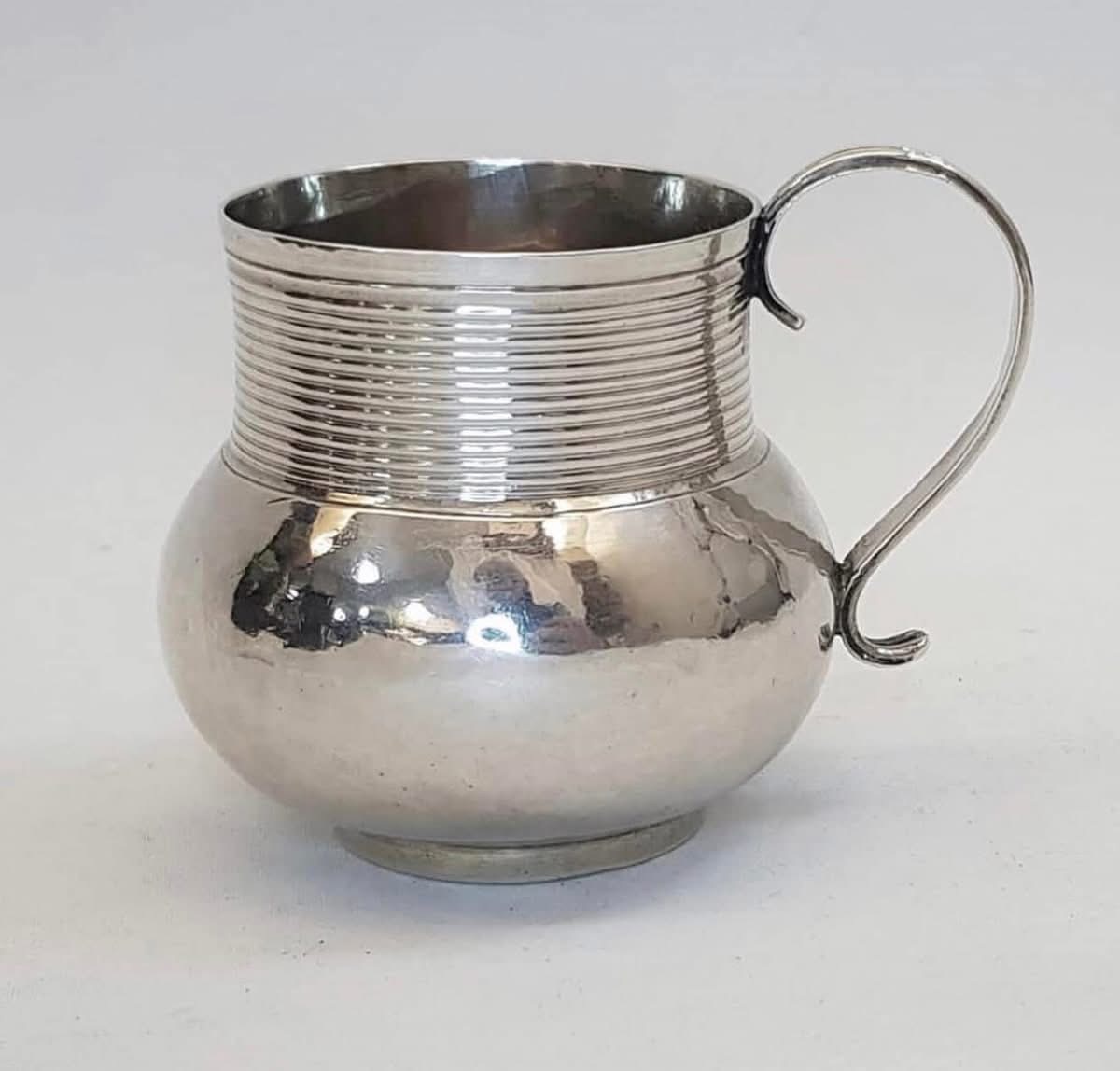 4) An English Silver Cup.Mark “I.C” in a shield with a pellet below. Possibly John Cory. London 1694.